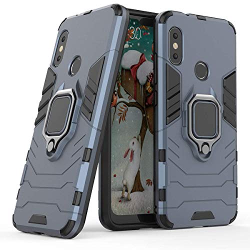 Compatibile con Xiaomi Mi A2 Lite Cover, Custodia Armor Anello Cavalletto (Funziona con Il Supporto Magnetico per Auto) Case Paraurti per Xiaomi Mi A2 Lite, Redmi 6 PRO (Blu Navy)