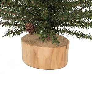 Vickerman 18" Caramel Pine Artificial Christmas Tree Unlit, Seasonal Indoor Tabletop Home Decor with Decorative Wood Base Vickerman 18 Caramel Pine Artificial Christmas Tree Unlit Seasonal Indoor Tabletop Home Decor with Decorative Wood Base