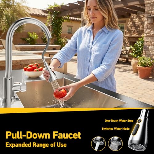 47\" Stainless Steel Laundry Sink with Cabinet, Heavy Duty Freestanding Utility Sink Single Bowl Commercial Kitchen Sink with Workbench for Restaurant, Garage, Outoor (Rectangular 47\"x22\") - Thumbnail 3