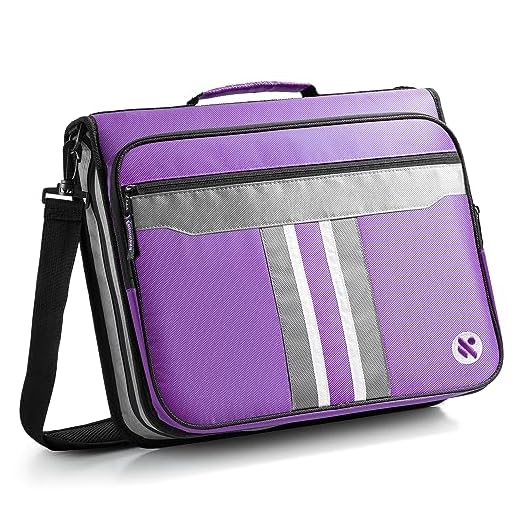 Kinbashi 2-Inch 3 Rings Zipper Binder, Holds 15-Inch Laptop, Handle and Shoulder Strap Included, Blue