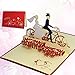 Produktbild LIN-POP UP Karten Hochzeitskarten, Hochzeitseinladungen Valentinskarten 3D Karten Grußkarten Glückwunschkarten Liebe Hochzeit, Brautpaar mit Fahrrad