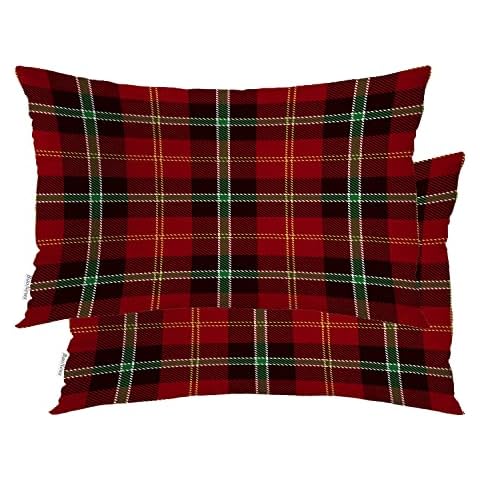 BaoNews Red Checkered Pillow Covers Set Cover