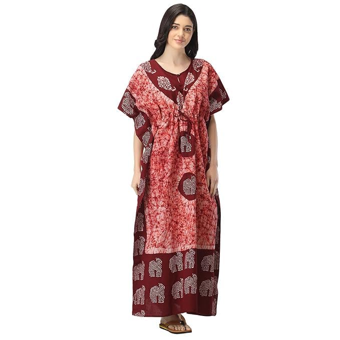 royal kurta Boho Kimono Sleeves Kaftan - Women's Maxi Nighty Gown, Free Size | Length-52 inches | Lightweight Fabric-picture-5