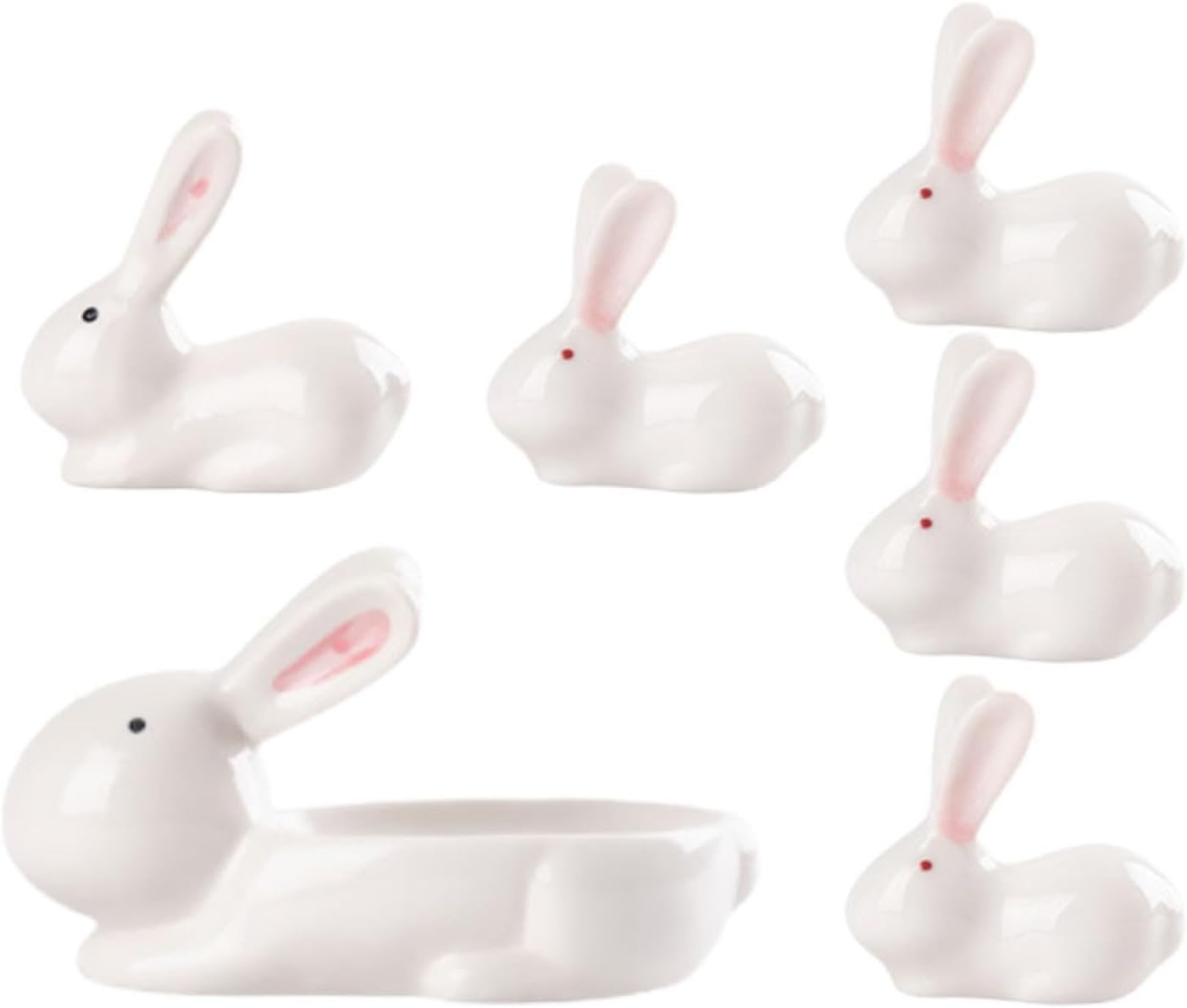 BESPORTBLE Ceramic Chopsticks Holder and Rack Set, Japanese Style Rabbit-shaped Chopstick Rest, White Porcelain Tableware for Kitchen Dining, 1pcs Kitchen Supply