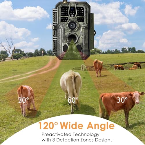 BlazeVideo Wildkamera WLAN mit App,Wildtierkamera Nachtsichtkamera Fotofalle 64MP 1296P Verbinden...