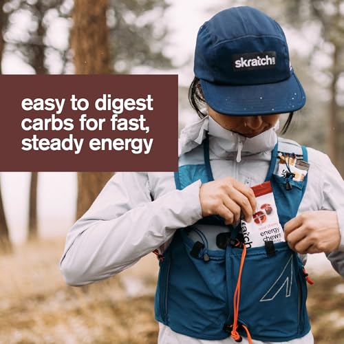 Image of Skratch Labs Energy Chews with 50mg Caffeine | Caffeinated Gummies for Running, Cycling & Endurance Quick Carbs, Easy to Digest | Sour Cherry 10 Pack | Gluten Free, Vegan