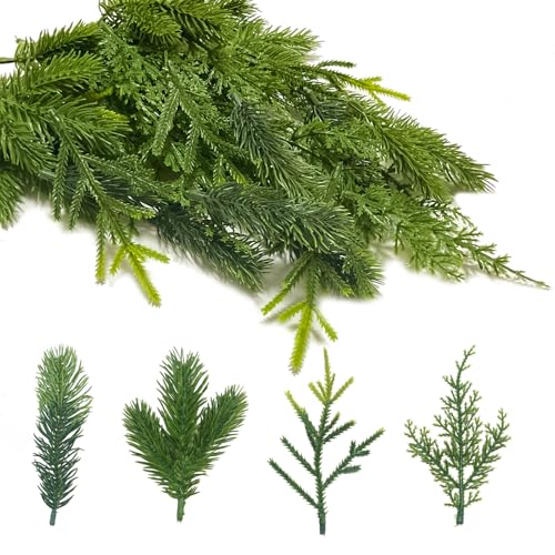 40 Stück Künstliche Tannenzweige zum Basteln, 12 cm Lang...