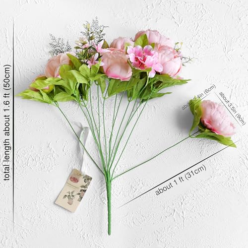 Image of FiveSeasonStuff Vintage Artificial Peonies Silk Peony Flowers and Hydrangeas for Wedding Bridal Home Decor - Beautiful Floral Centerpiece Arrangement Decoration with 2 Bouquets (Charm Pink)