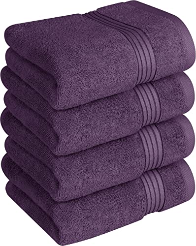 Utopia Towels 4 Piece Premium Hand Towels Set, 16 by 28 inches, 100% Ring Spun Cotton, Lightweight and Highly Absorbent Towels for Bathroom, Travel, Camp, Hotel, and Spa, Plum
