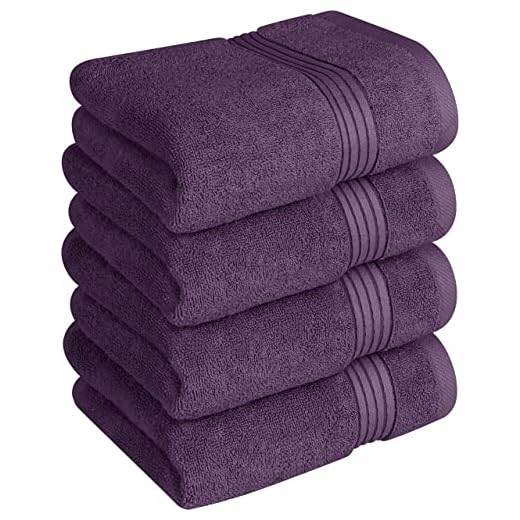 Utopia Towels - Hand Towel Set - Luxurious 600 GSM 100% Ring Spun Cotton - Quick Dry, Highly Absorbent, Soft Feel Towels, Perfect for Daily Use (Pack of 4) (16 x 28, Plum)