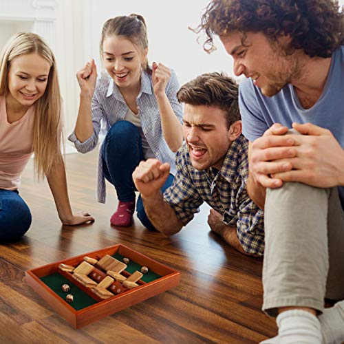 Juego Shut The Box - Juego clásico de 9 números para hasta 2 jugadores - Tablero de madera vintage con dados para adultos y niños de Hey Play (verde) miniatura 4