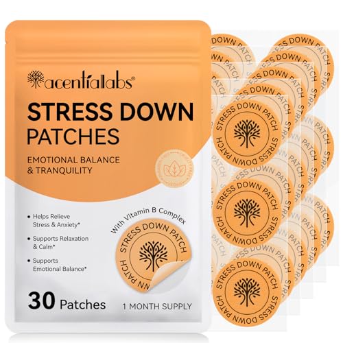 Stress Down Patches - Stress & Anxiety Relief Cortisol Levels Support for Women Men Plant-Based Formula 8-Hour Long-Lasting 30 Patches