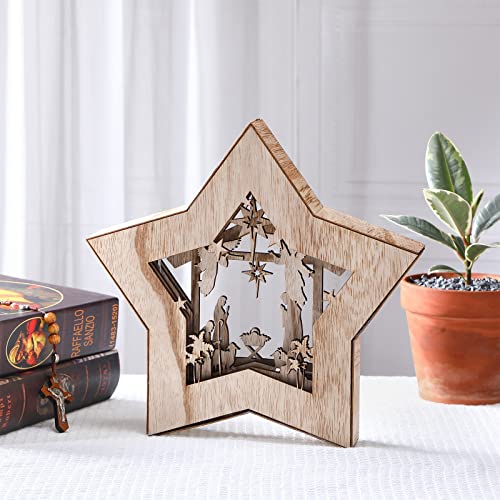 Bucherry CAS-BUCHERRY-30237 Rustic Wooden Nativity Set Ornament thumb #2