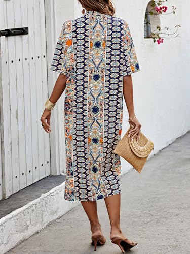 Verdusa Women's 2 Piece Outfits Summer Half Sleeve Tropical Kimono Top and Shorts Set2