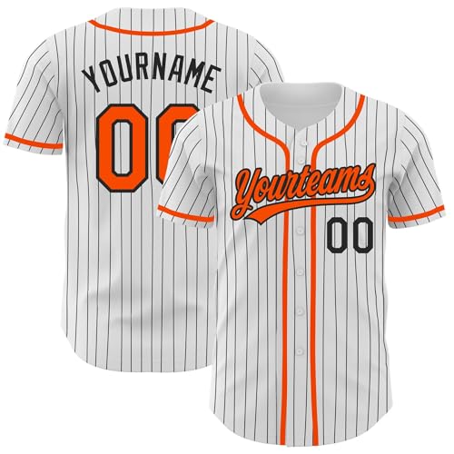 Generic Custom Pinstripe Baseball Jersey, Printed Stitched Personalized Name Number Orange Black White Baseball Shirt Women Men Youth