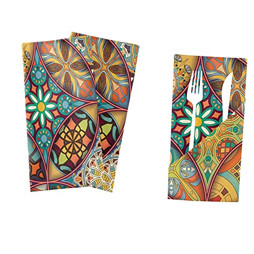 Qilmy G69303071P381C416S788 Boho Mandala Cloth Napkins Set Of 4 thumb #7