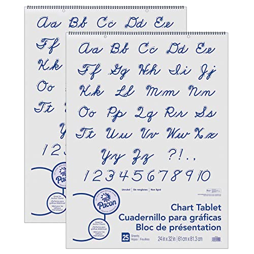 Chart Tablet, Cursive Cover, Unruled 24" x 32", 25 Sheets, 2 Tablets Cover