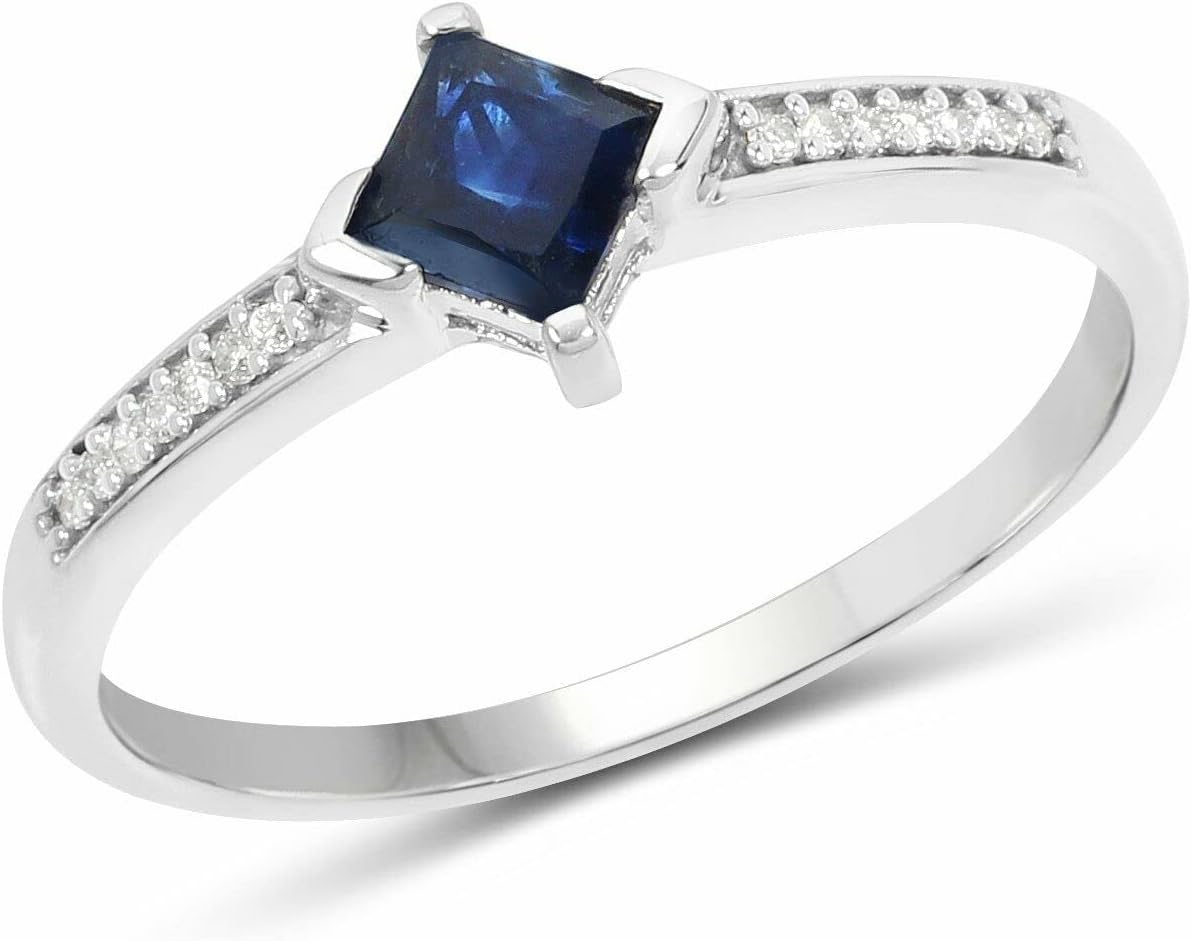 925 Silver Natural Certified 0.80 Carat Blue Sapphire Cushion Shape Ring US-11