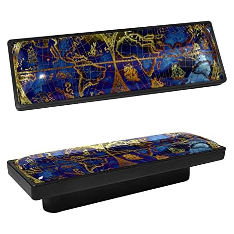 4 Packs Knobs for Dresser Drawers 3.6 Inch Cabinet Pull Drawer Handles Decorative Hardware for Kitchen Cupboard Wardrobe Closet, Vintage World Map Pattern Cover
