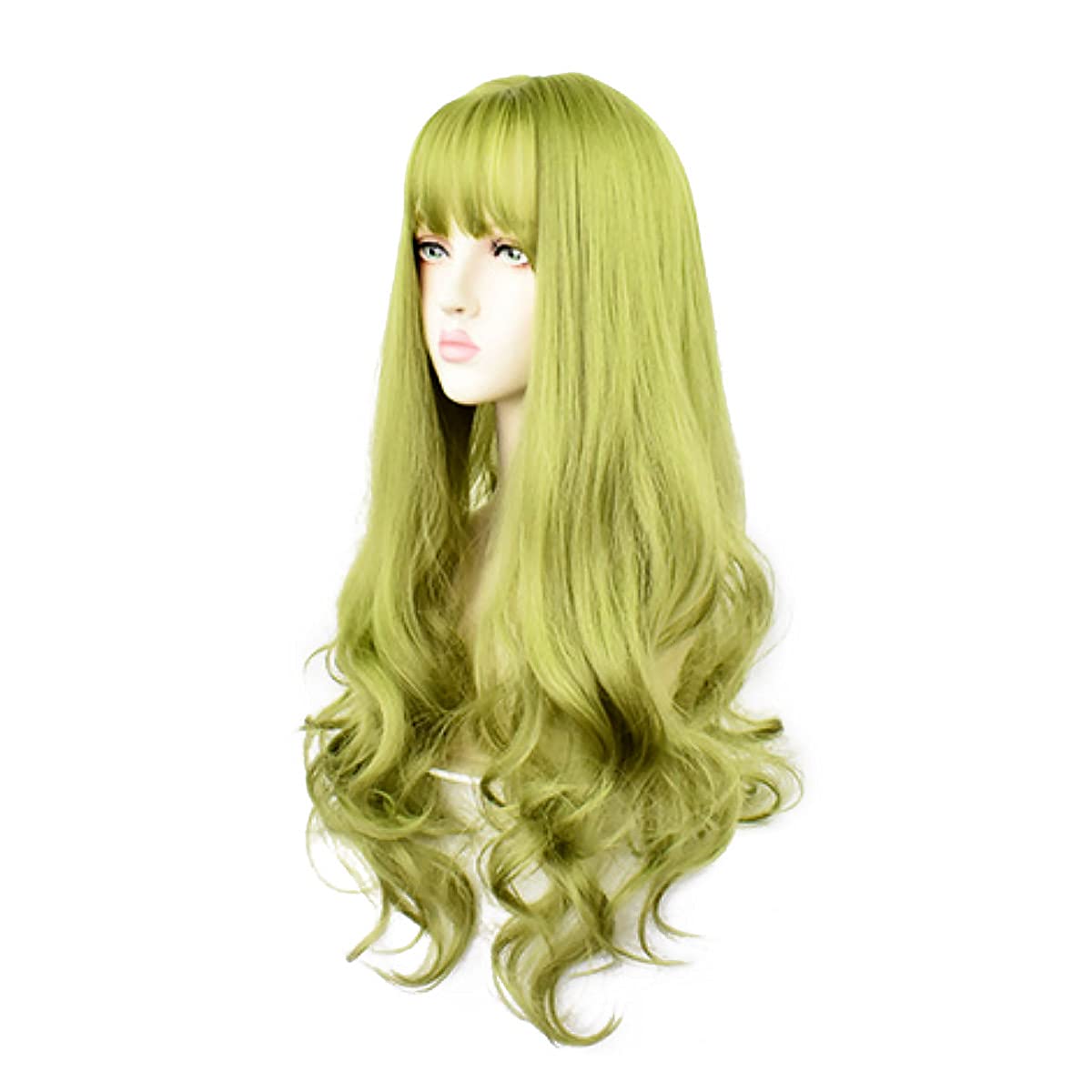 Long Curly Wavy Grey Purple Wig for Women, Cosplay, Lolita: Green