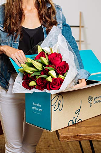 Benchmark Bouquets Red Roses And White Lilies, With Vase (Fresh Cut Flowers) #TOP1
