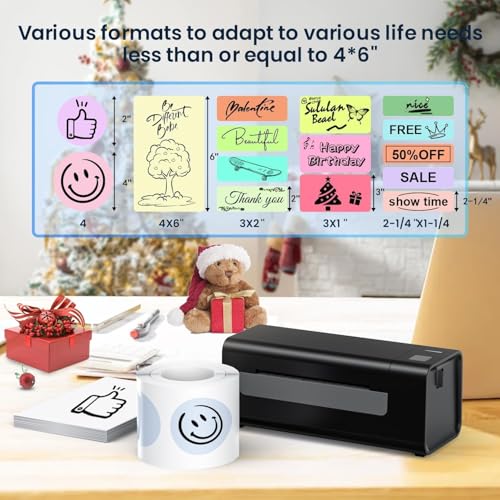 Image of BRONTIX 4 Inch Thermal Label Printer | 4x6 Inch Bluetooth Thermal Printer | Barcode & Shipping Label Printer