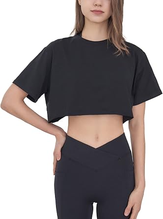 Oversized T Shirts for Women Crop Tops Short Sleeve Workout Gym Tops Tees