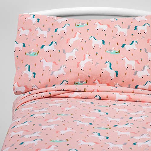 Fairytale Frolic Unicorn Flannel Sheet Set Twin (Twin)