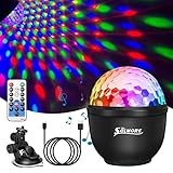 Discokugel SOLMORE LED Mini Discolicht USB Wiederaufladbar mit Fernbedienung Disco Party Lampe Deko Lichteffekte,12 Farben 360° Rotierende Musikgesteuert Timing Nachtlicht Modus für Weihnachten Party