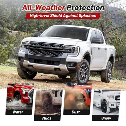 Image of Sunsdrew Mud Flaps for 2023-2026 Ford Ranger Accessories - All Weather No-Drill Front&Rear 4PCS Ford Ranger Mudguards Set with Hardware