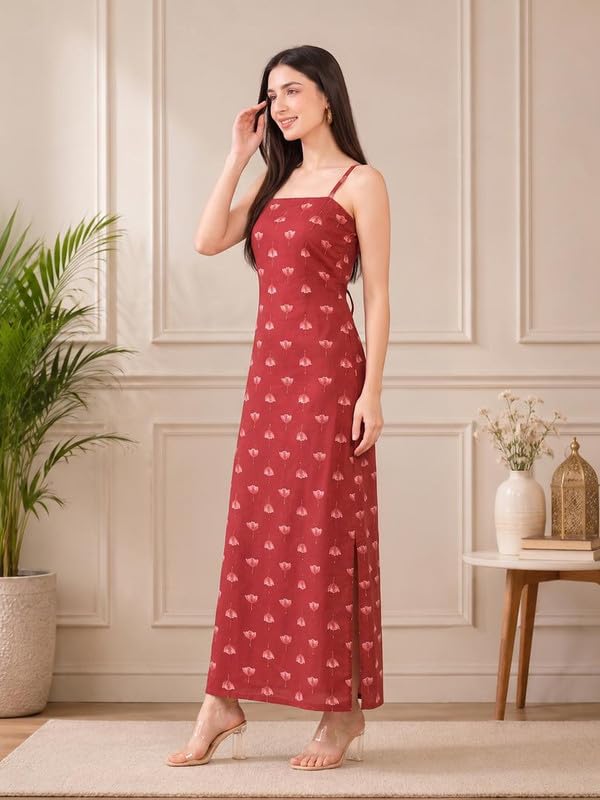 Image of Varanga The Rust Blossom Women's Maxi Dress
