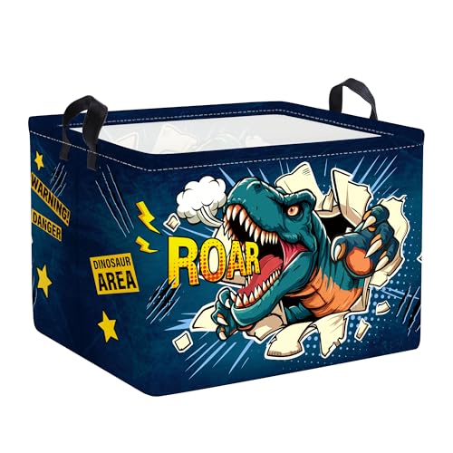 Clastyle 3D Dinosaur Kid Storage Basket Star Boy Gift Toy Box Baby Laundry Hamper Collapsible Clothes Organizer Nursery Bin for Bedroom, Roaring, 40 * 30 * 30 cm