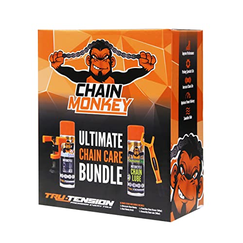 Tru-Tension | Ultimate Chain Care Bundle | Perfect For Road Riding Off-Road Commuting & Touring | Motorcycle Tools & Accessories | 4 Piece Motorcyle Kit