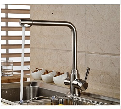 Robinet de cuisine multifonction Gowe mitigeur évier sur pont nickel brossé