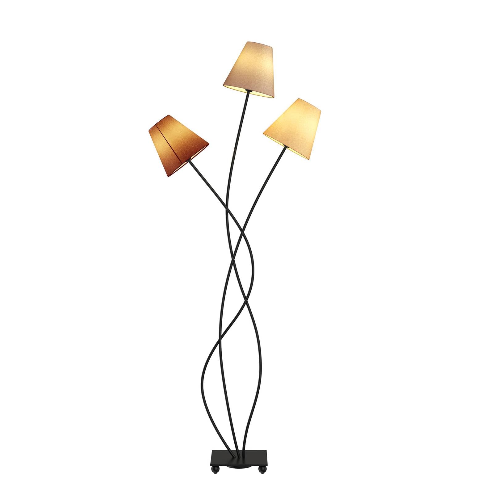 Lindby Melis Floor Lamp, 130 Cm, 3-Bulb, Textile