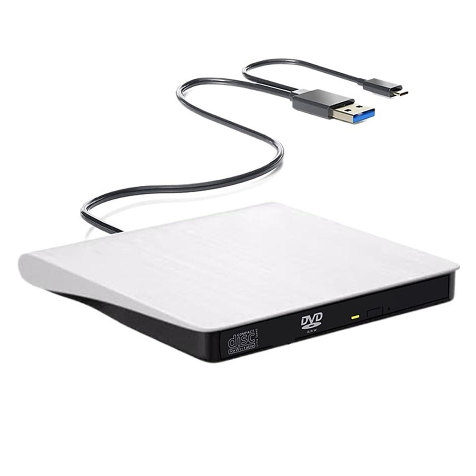 Lettore Dvd USB 3.0 Slim Esterno Dvd RW CD Writer Drive Masterizzatore Lettore Lettore unità Ottiche for PC Laptop Masterizzatore Dvd Dvd Portatil(White)