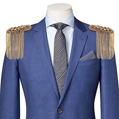 Fenical Tassel Epaulet Rhinestone Shoulder Board Costume Shoulder Badge Decor For Man Women(Gold) #TOP1