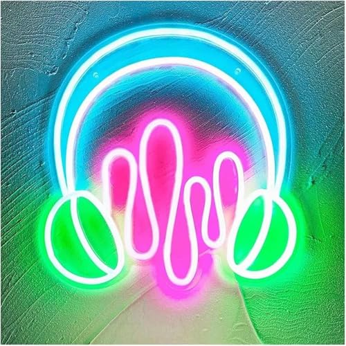 Panneau lumineux casque audio pour une ambiance de fête et déco de bar moderne