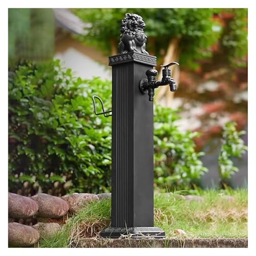 Fontaine de jardin haute avec colonne d'irrigation extérieure, distributeur d'eau antigel autoportant, colonne d'eau avec robinet, support de tuyau en acier inoxydable pour terrasse, jardin, terr