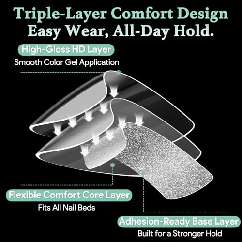 Image of Leykosh Short Almond Half Cover Nail Tips, 15 Sizes 330PCS Soft Gel Fake Nails, Half Matte Pre-Shaped Clear Press On Acrylic Nails No C Curve Gift for Extension, DIY Home Manicure Beauty Gifts