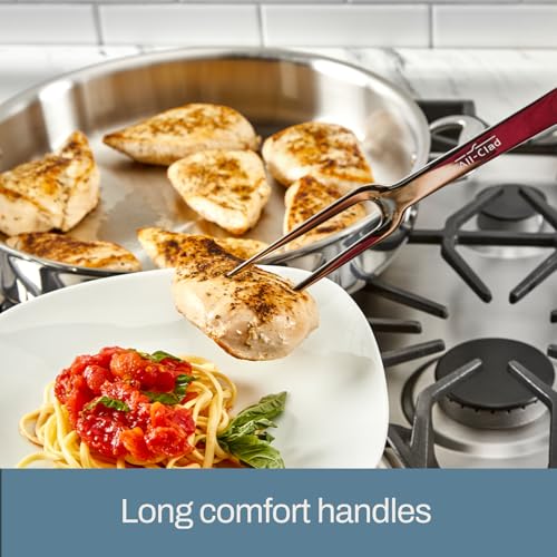 Image of All-Clad 5-Piece Stainless Steel Kitchen Utensil Set - Includes Ladle, Solid Spoon, Slotted Spoon, Turner & Storage Caddy - Heavy-Gauge, Ergonomic, Dishwasher Safe, Silver (Pack of 2)