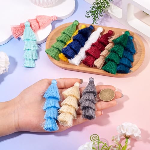 Mini borlas de 4 capas para personalizar tus bolsos y marcapáginas 8