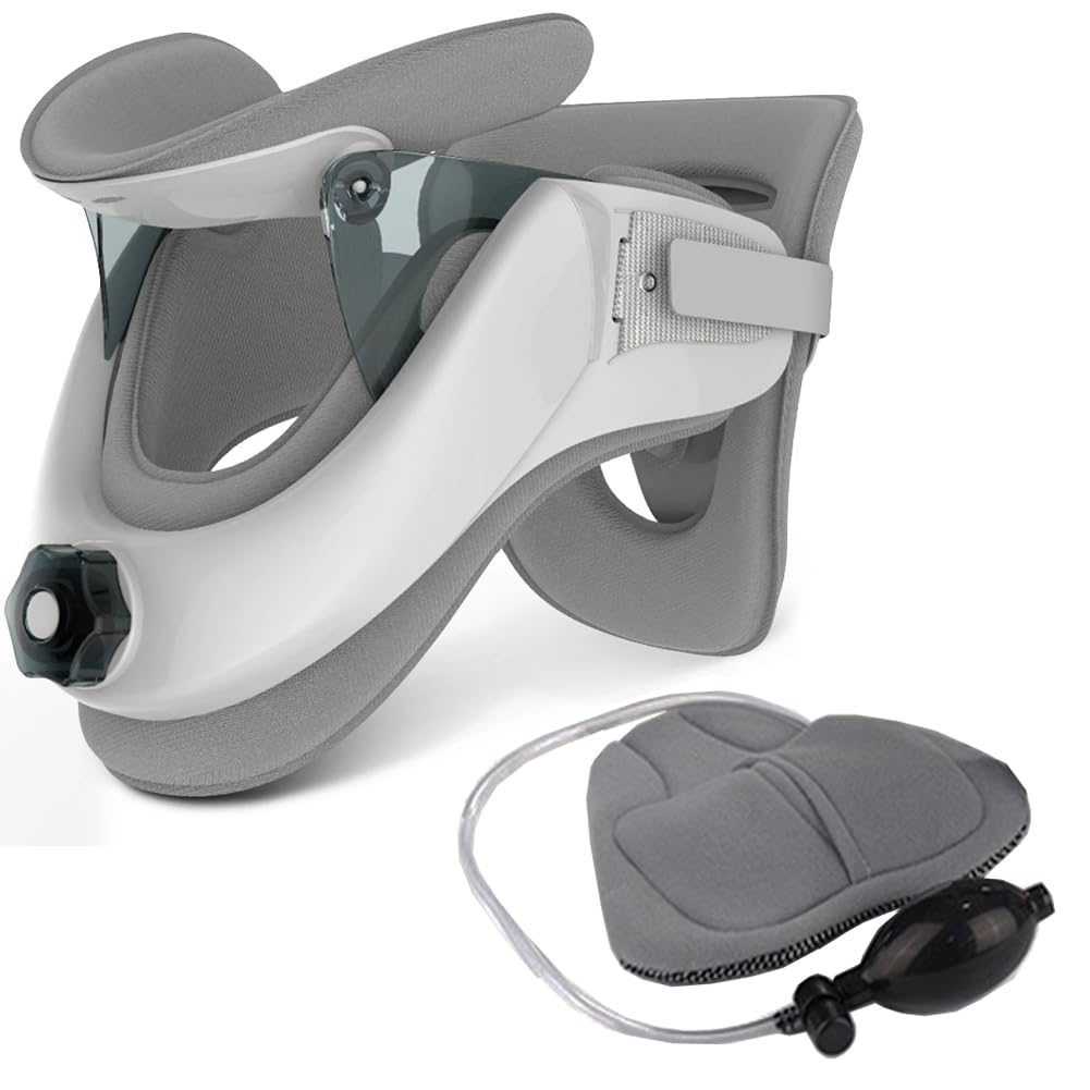 Minerve Cervicale Femme et Homme,Traction Cervicale,Collier Cervical avec Airbag,Coussin De Traction Cervicale,Taille Ajustable,Soutien Cervical Qui DéComprime Le Cou et Soulage La Tension Cervicale