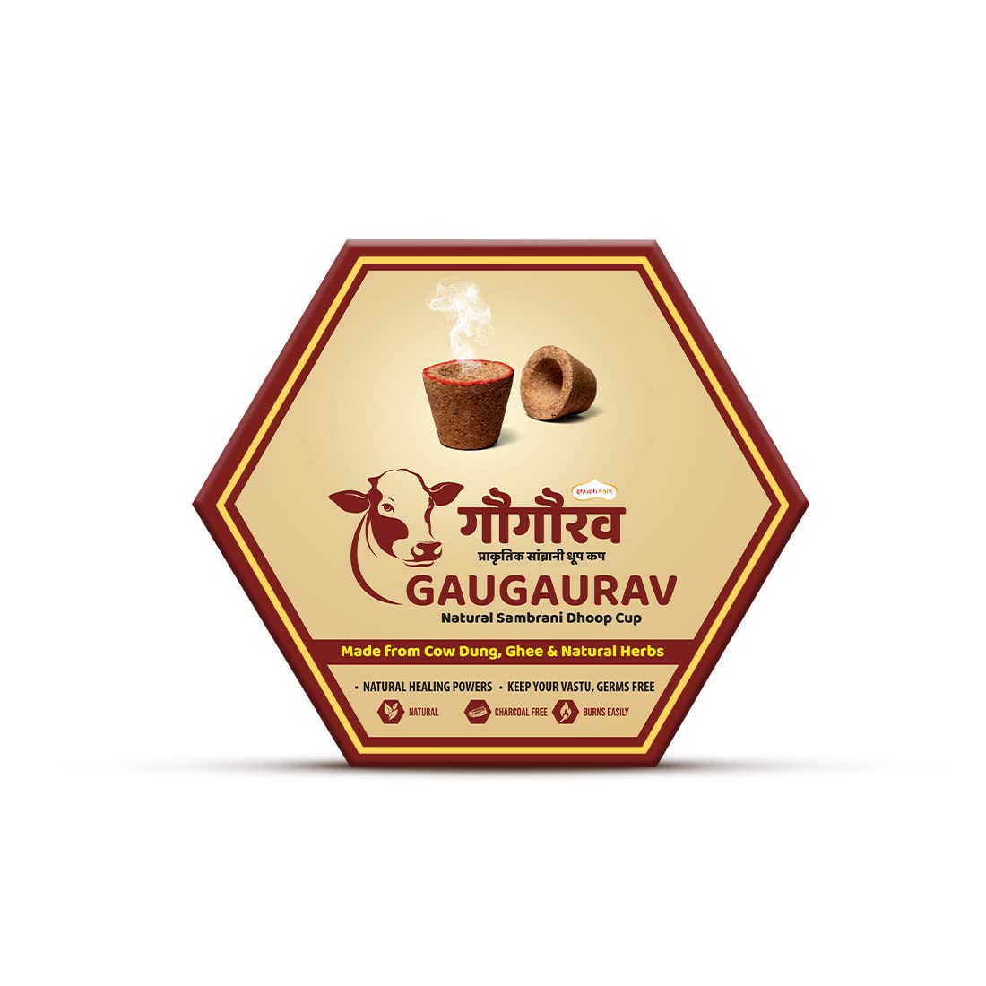 Shubhkart Gau Gaurav Sambrani Dhoop - 12 Cups- Made up of Cowdung