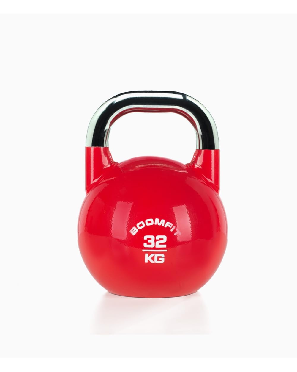BOOMFIT Kettlebell de Competición 4–40 kg | Tamaño único para técnica constante | Asa cómoda y base plana estable | Para CrossFit, fuerza funcional, home gym y box | Pesas rusas por color