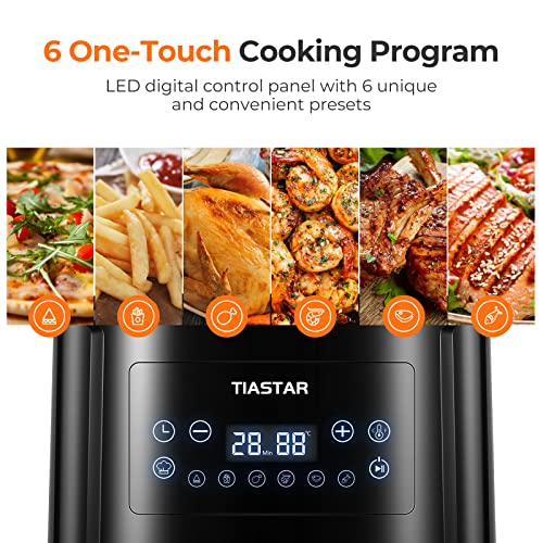 Tiastar Heißluftfritteuse 5,5L mit Digitalem LED-Touchscreen, Airfryer XXL mit einstellbare Temperatur und Timer, Heissluftfriteuse mit Antihaft Frittierkorb,1700W Schwarz – Bild 5