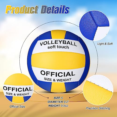Image of Lenwen 2 Pack Volleyball Official Size 5, Blue, Yellow, White