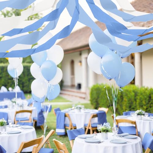 Image of Dusty Blue Crepe Paper Streamers 6 Crepe Paper Rolls 492ft, DIY Craft Supplies for Boys Birthday Baby Shower, Bridal Party Decorations, 1.77 Inch x 82 Ft /Roll