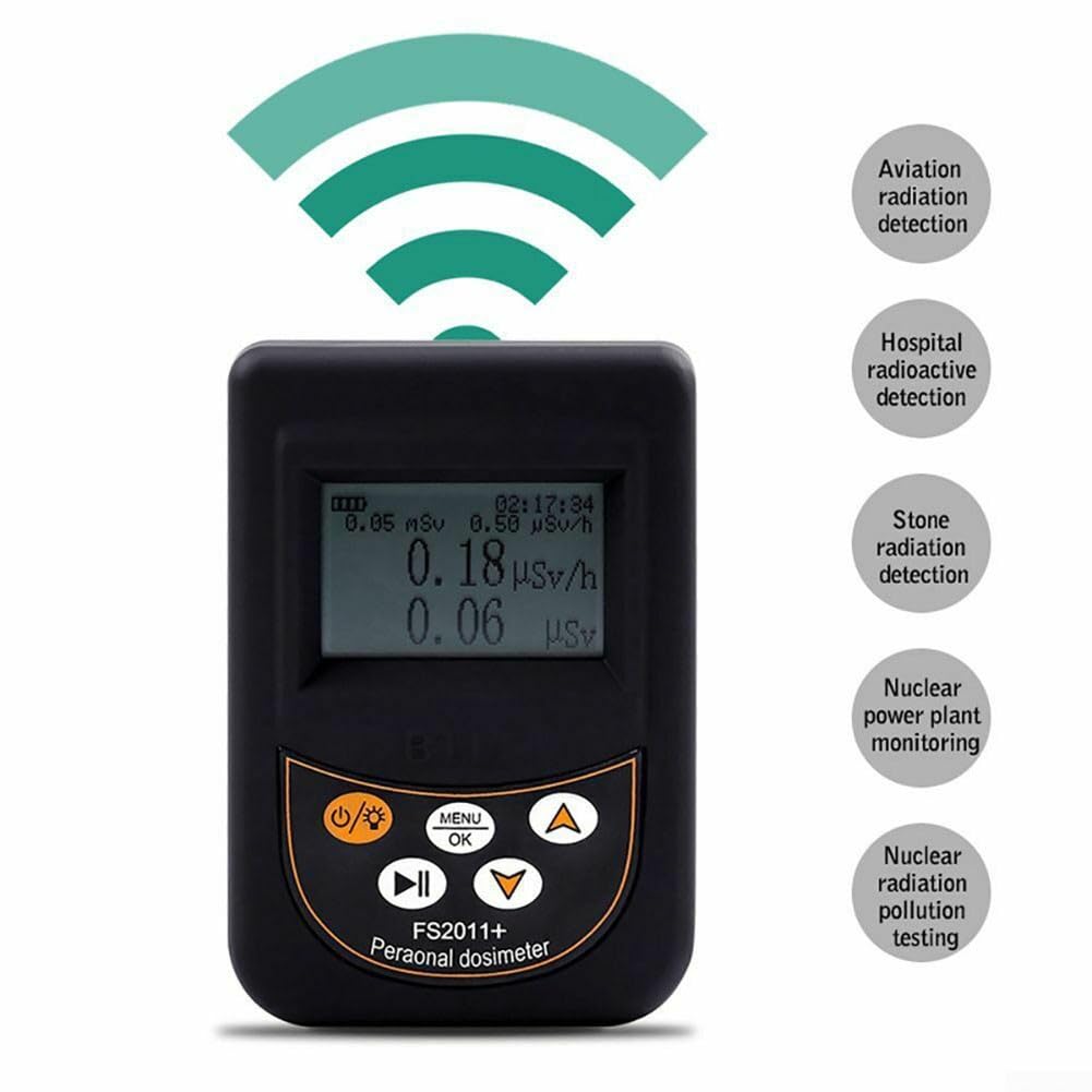 Geiger Counter FS2011+ Nuklearstrahlungsdetektor Persönlicher Strahlungsdosimeter Beta Gamma Röntgenstrahlung Persönliches Dosimeter 1000uSv/h Strahlungsdetektor Radioaktivitätstester