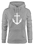 MoonWorks Hoodie Damen Anker Anchor Stern Vintage Sweatshirt Kapuze Kapuzenpullover Grau L
